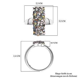 Multi Diamond 0.51 ctw Cluster Ring in Platinum Over Sterling Silver (Size 11.5)