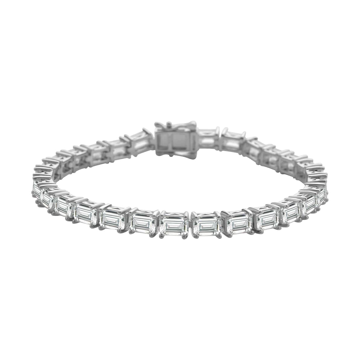 Emerald Cut Moissanite Tennis Bracelet in Vermeil Yellow Gold Over Sterling Silver (6.50 In) 11.90 Grams 15.50 ctw image number 0