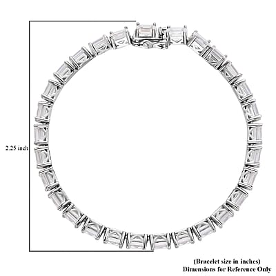 Emerald Cut Moissanite Tennis Bracelet in Platinum Over Sterling Silver (6.50 In) 15.50 ctw