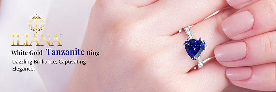 Iliana 18K White Gold AAA Tanzanite Ring Banner