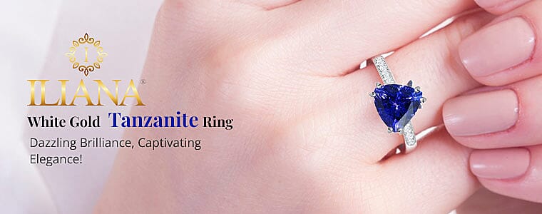 Iliana 18K White Gold AAA Tanzanite Ring Banner