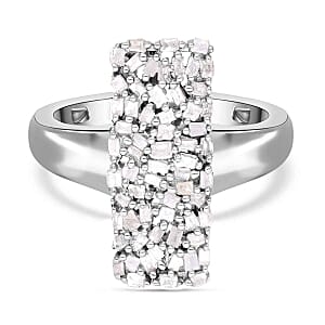 Diamond 0.51 ctw Cluster Ring in Platinum Over Sterling Silver (Size 8)