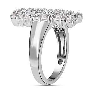 Diamond 0.51 ctw Cluster Ring in Platinum Over Sterling Silver (Size 8)