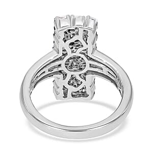Diamond 0.51 ctw Cluster Ring in Platinum Over Sterling Silver (Size 8)