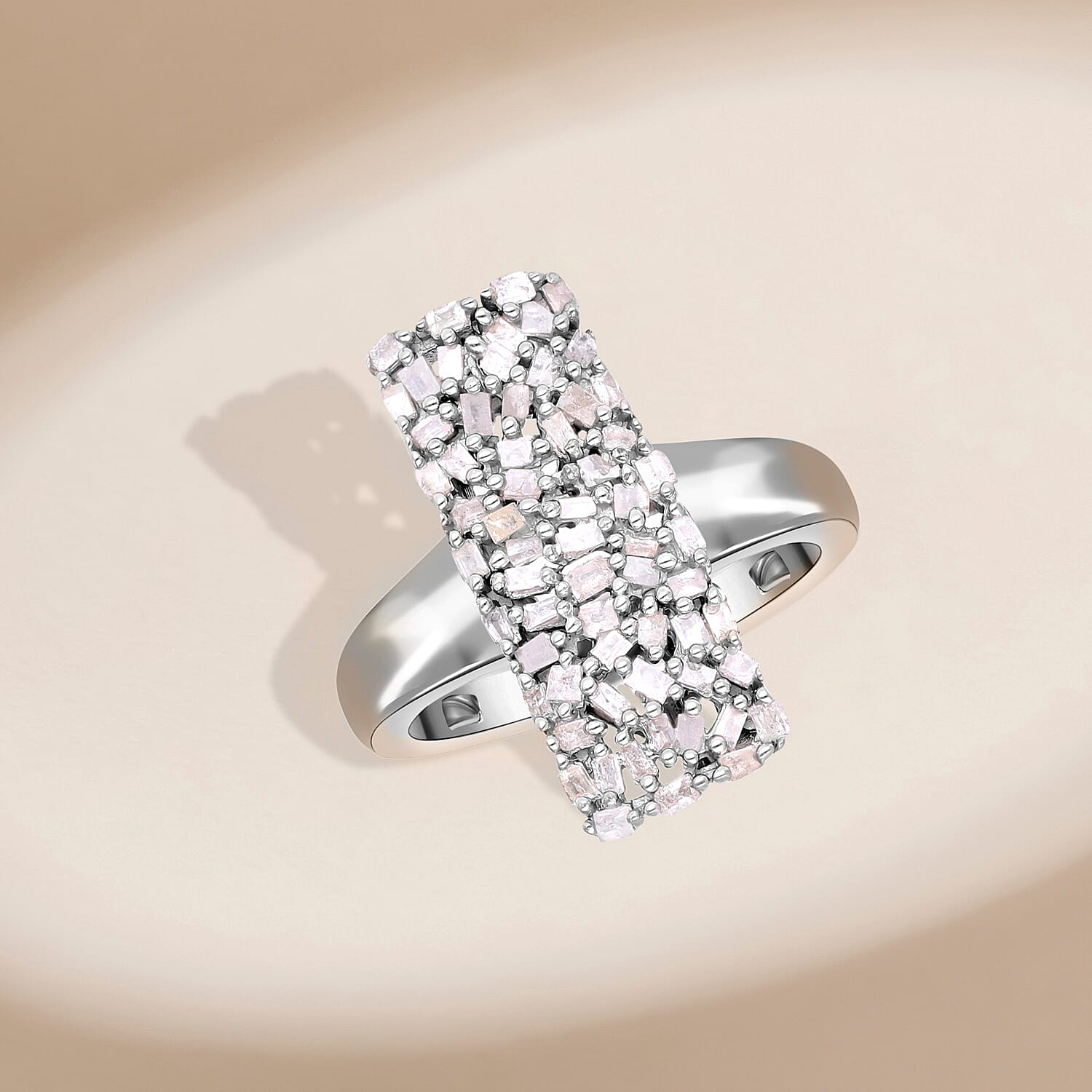 White Diamond 0.51 ctw Cluster Ring in Platinum Over Sterling Silver (Size 11.5)