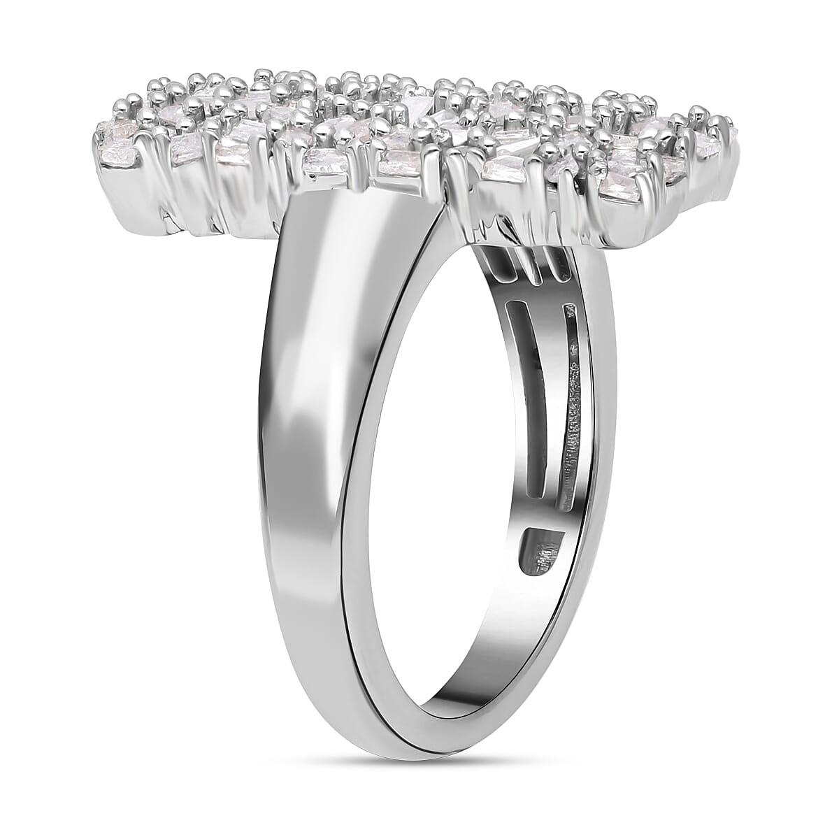 White Diamond 0.51 ctw Cluster Ring in Platinum Over Sterling Silver (Size 11.5)