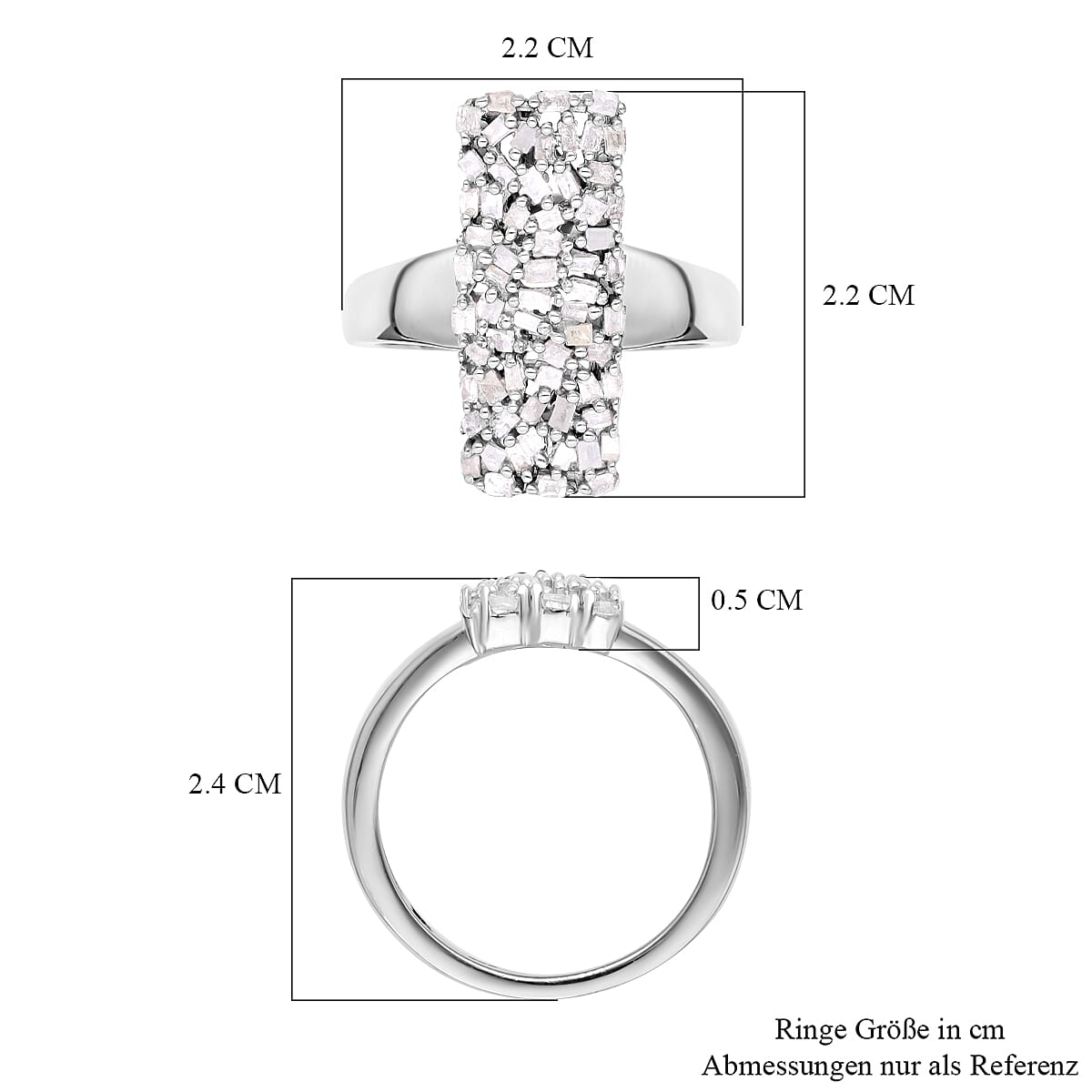 White Diamond 0.51 ctw Cluster Ring in Platinum Over Sterling Silver (Size 11.5)