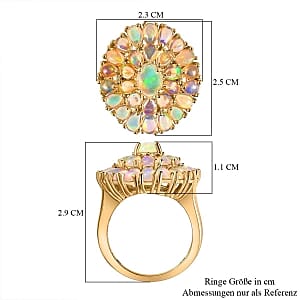 Ethiopian Welo Opal and White Zircon 3.83 ctw Cluster Ring in 14K YG Over Sterling Silver (Size 11.5)