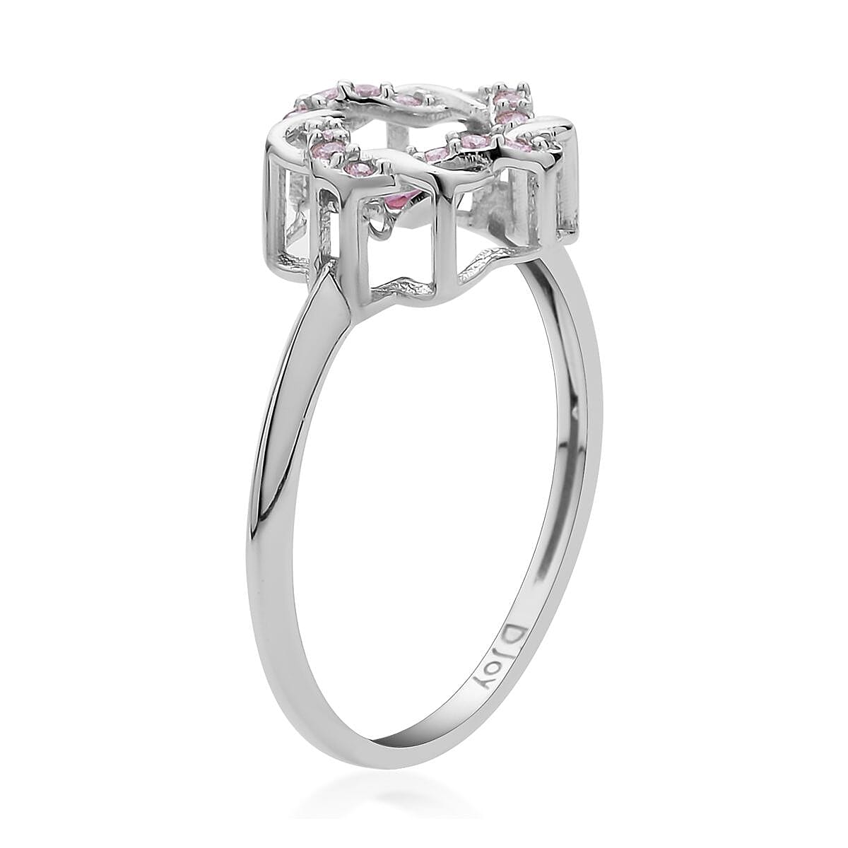 Sparkling Dancing Simulated Pink Diamond Ring in Rhodium Over Sterling Silver (Size 10.0) 0.65 ctw