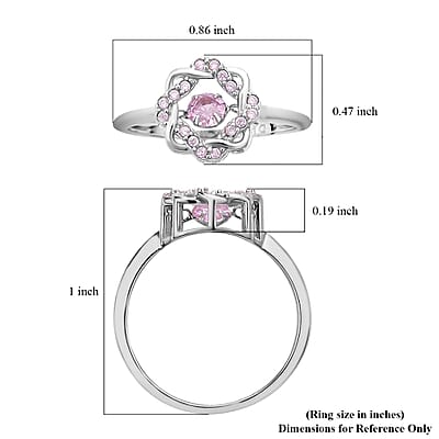 Sparkling Dancing Simulated Pink Diamond Ring in Rhodium Over Sterling Silver (Size 10.0) 0.65 ctw