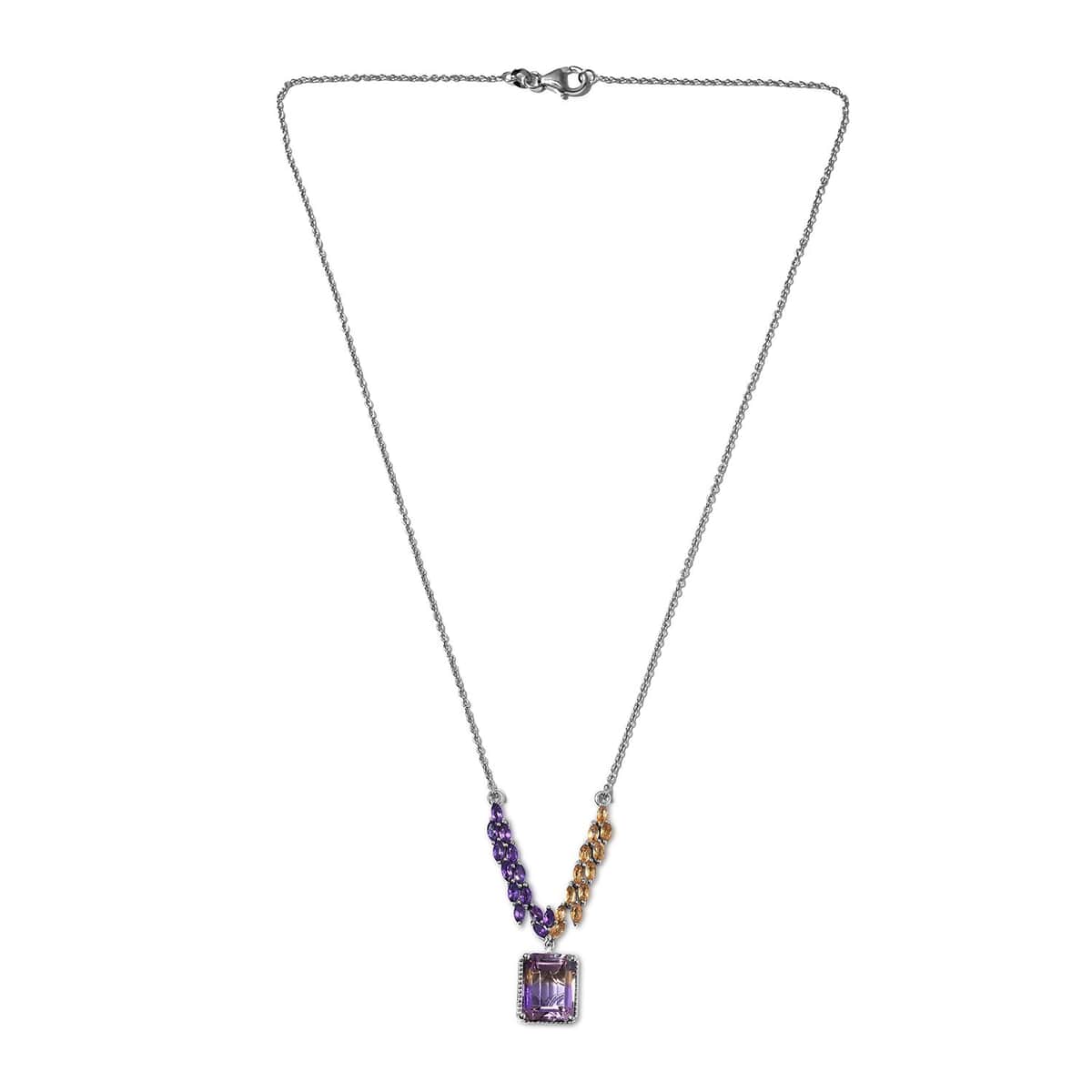 AAA Anahi Ametrine and Multi Gemstone Necklace 18 Inches in Platinum Over Sterling Silver 9.75 ctw image number 3
