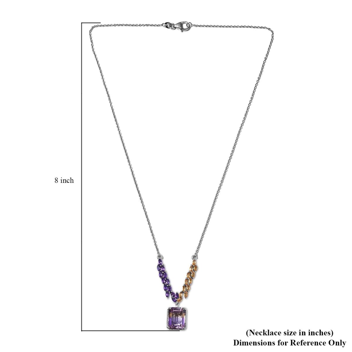AAA Anahi Ametrine and Multi Gemstone Necklace 18 Inches in Platinum Over Sterling Silver 9.75 ctw image number 5