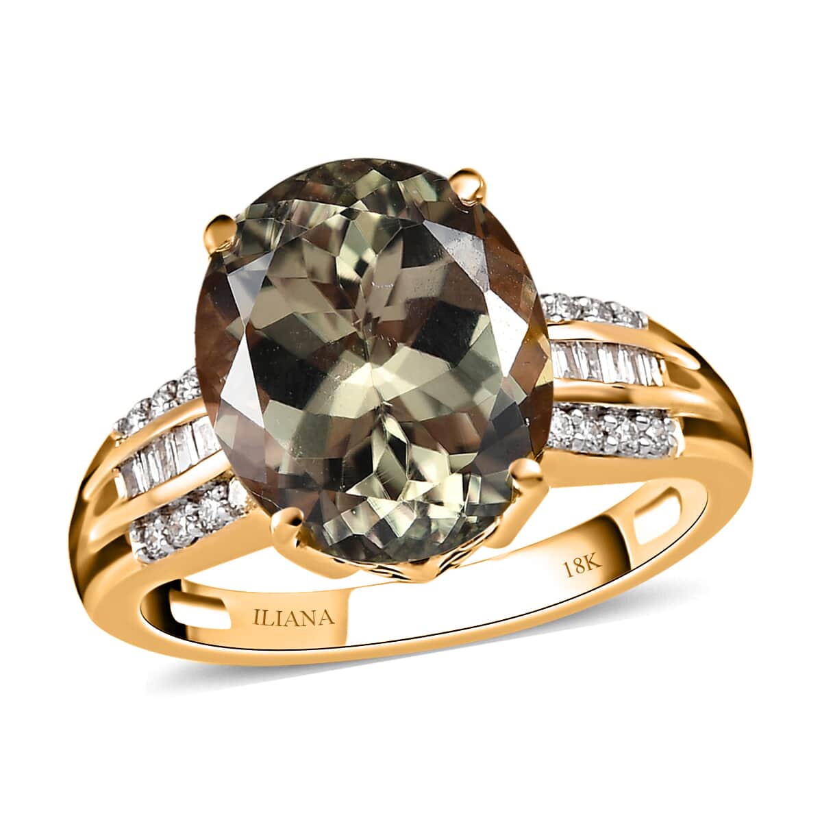 Iliana 18K Yellow Gold AAA Turkizite and G-H SI Diamond Ring (Size 8.0) 5.65 Grams 5.10 ctw image number 0