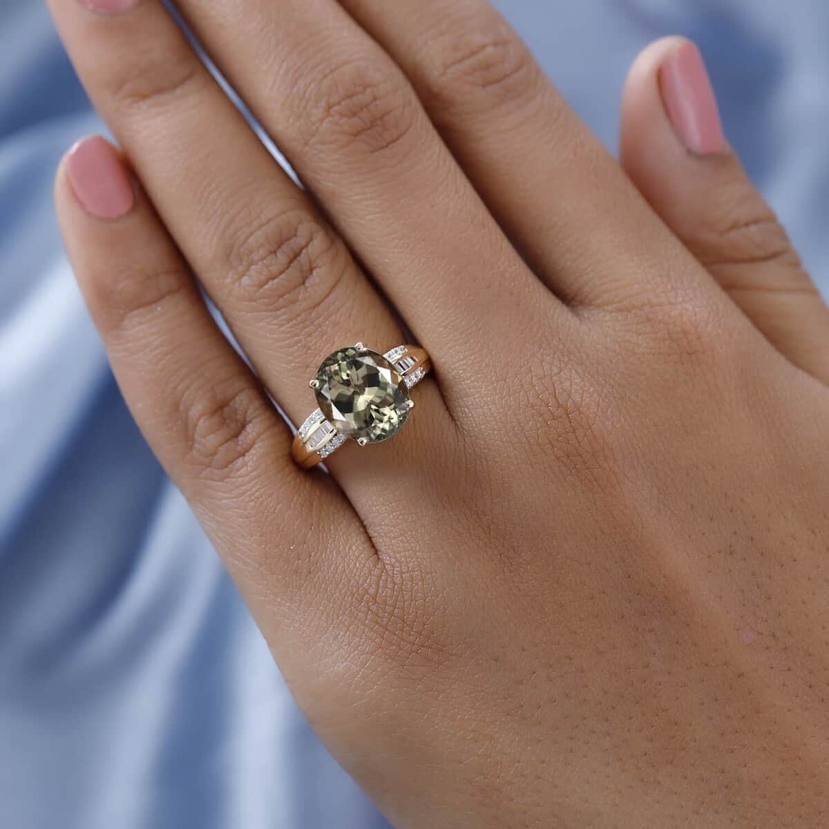 Iliana 18K Yellow Gold AAA Turkizite and G-H SI Diamond Ring (Size 9.0) 5.65 Grams 5.10 ctw image number 2
