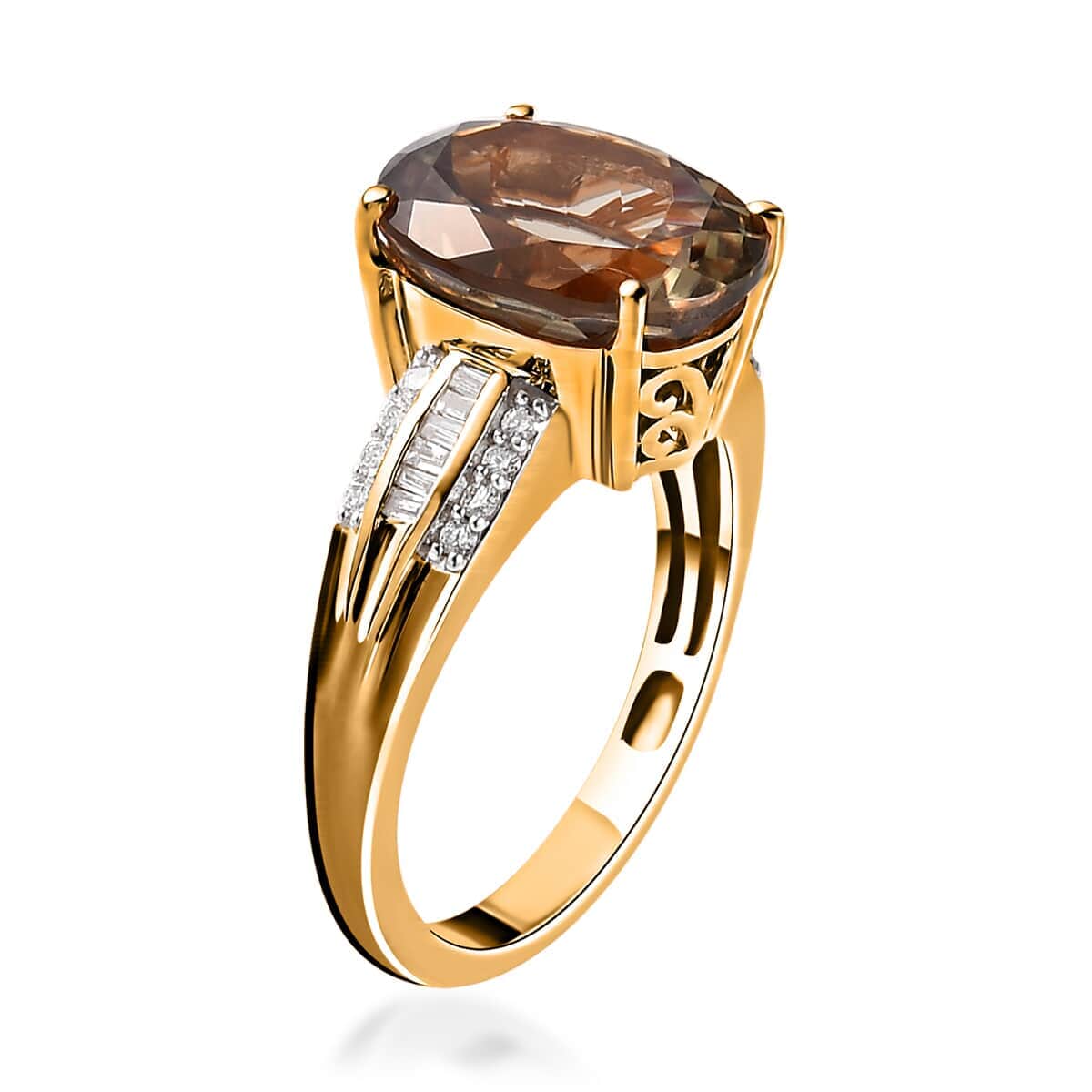 Iliana 18K Yellow Gold AAA Turkizite and G-H SI Diamond Ring (Size 9.0) 5.65 Grams 5.10 ctw image number 3