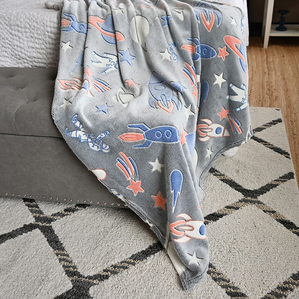 Gray Space Glow In The Dark Blankets image number 1