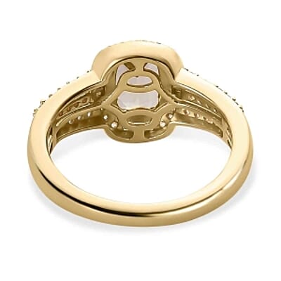 AAA Turkizite and White Zircon 1.81 ctw Fancy Ring in Vermeil Yellow Gold Over Sterling Silver (Size 9)