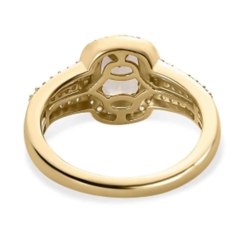 AAA Turkizite and White Zircon 1.81 ctw Fancy Ring in Vermeil Yellow Gold Over Sterling Silver (Size 10)