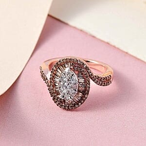 GP Diamond 1.02 ctw Fancy Ring in Vermeil Rose Gold Over Sterling Silver (Size 11.5)