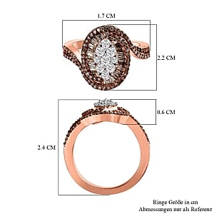 GP Diamond 1.02 ctw Fancy Ring in Vermeil Rose Gold Over Sterling Silver (Size 11.5)