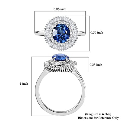 Rhapsody 950 Platinum AAAA Royal Ceylon Sapphire and E-F VS2 Diamond Cocktail Ring (Size 7.0) 5.50 Grams 2.50 ctw