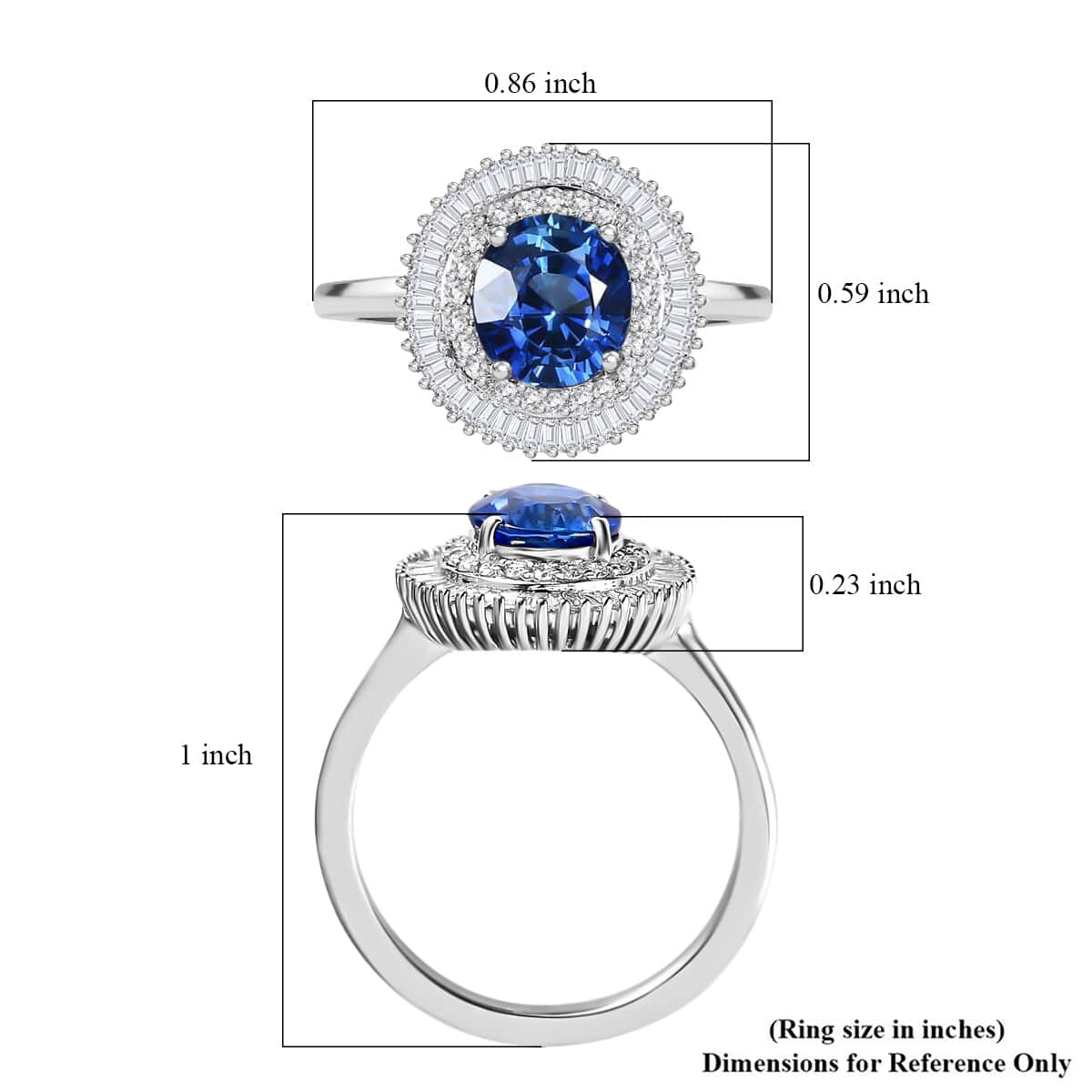 Rhapsody 950 Platinum AAAA Royal Ceylon Sapphire and E-F VS2 Diamond Cocktail Ring (Size 7.0) 5.50 Grams 2.50 ctw image number 5