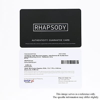 Rhapsody 950 Platinum AAAA Royal Ceylon Sapphire and E-F VS2 Diamond Cocktail Ring (Size 7.0) 5.50 Grams 2.50 ctw