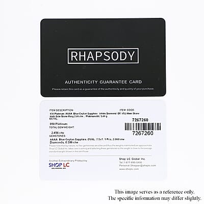 Rhapsody 950 Platinum AAAA Royal Ceylon Sapphire and E-F VS2 Diamond Cocktail Ring (Size 7.0) 5.50 Grams 2.50 ctw