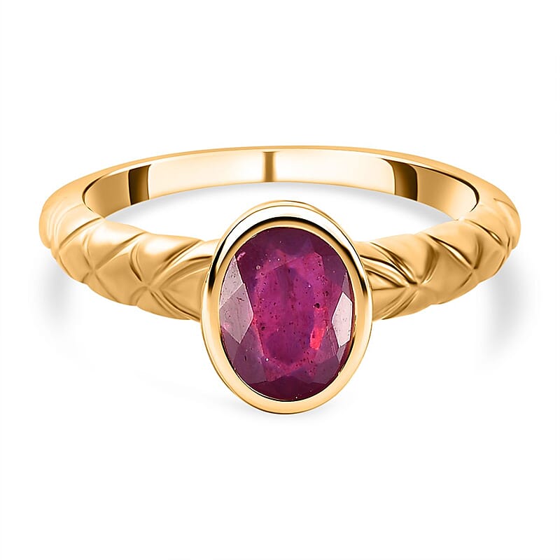 African Ruby 1.85 ctw Fancy Ring in 14K YG Over Sterling Silver (Size 10)