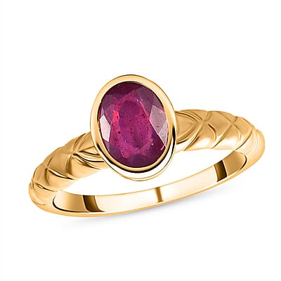 African Ruby 1.85 ctw Fancy Ring in 14K YG Over Sterling Silver (Size 10)