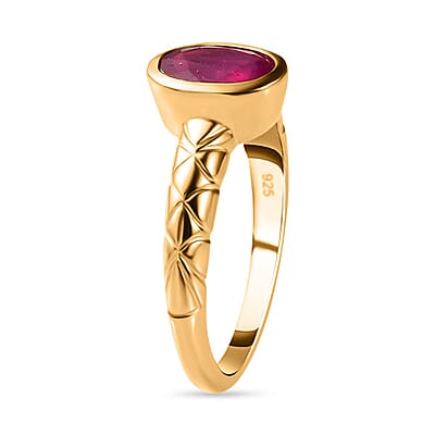 African Ruby 1.85 ctw Fancy Ring in 14K YG Over Sterling Silver (Size 10)