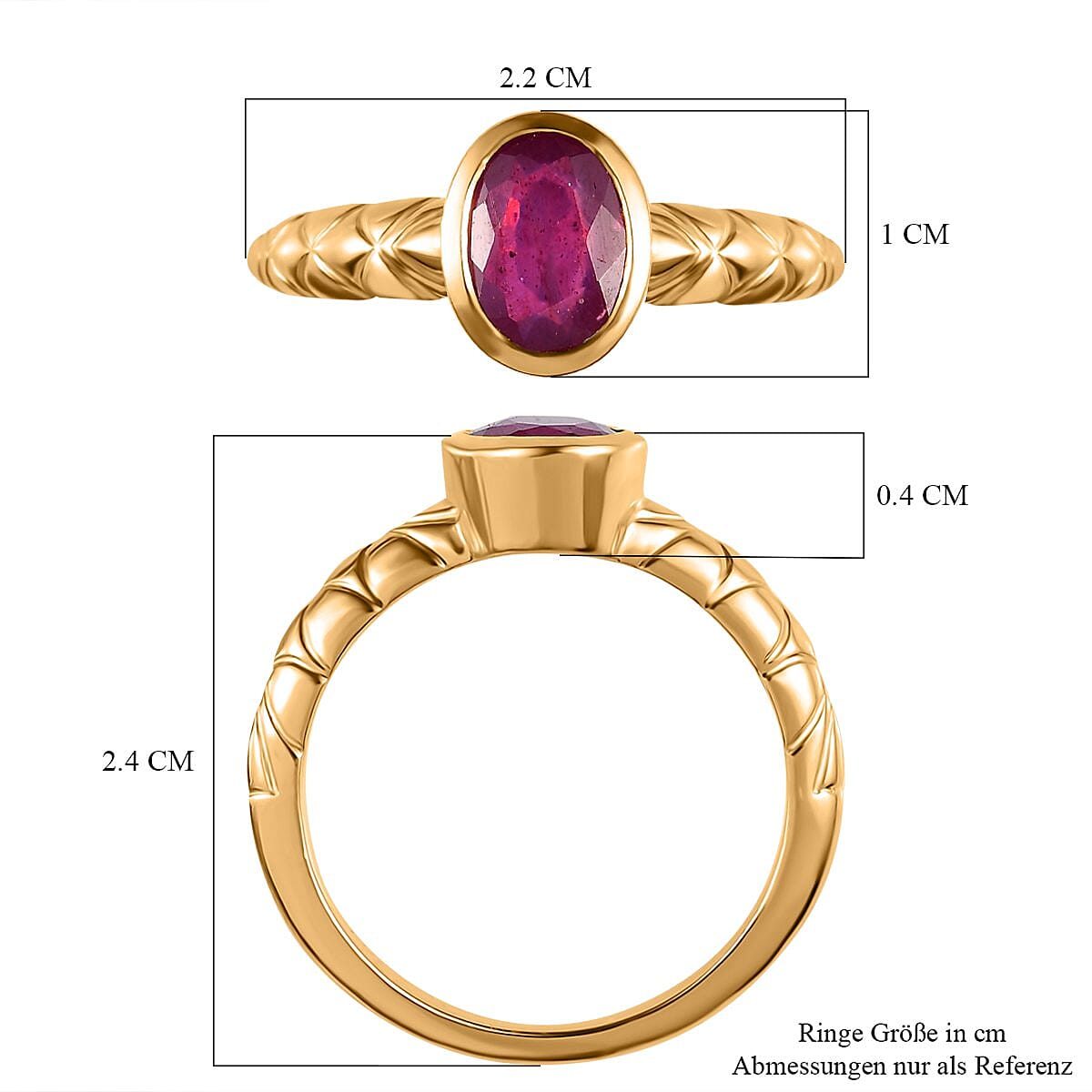 African Ruby 1.85 ctw Fancy Ring in 14K YG Over Sterling Silver (Size 10)