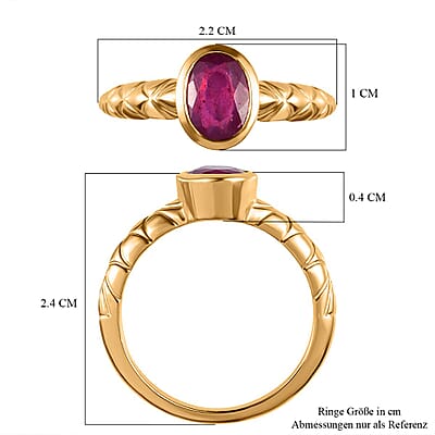 African Ruby 1.85 ctw Fancy Ring in 14K YG Over Sterling Silver (Size 10)