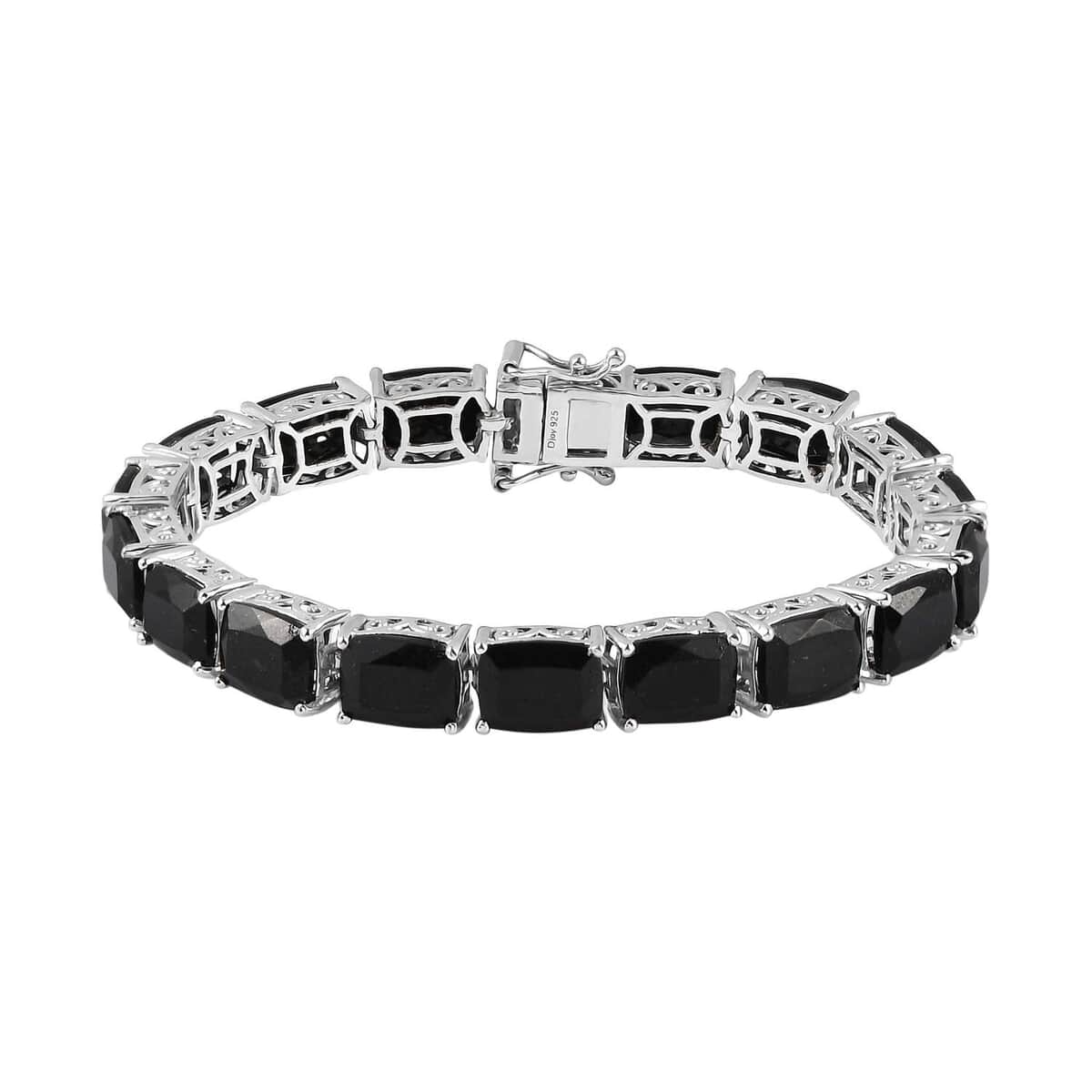 Australian Black Tourmaline Tennis Bracelet in Platinum Over Sterling Silver (6.50 In) 12.90 Grams 41.00 ctw image number 0