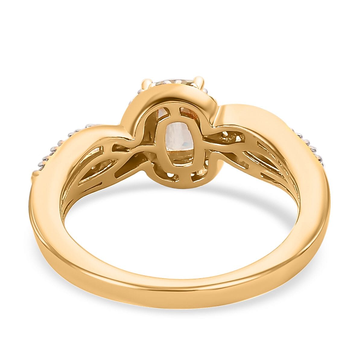 Turkizite and White Zircon 1.07 ctw Ring in 18K Vermeil Yellow Gold Over Sterling Silver (Size 10.0)