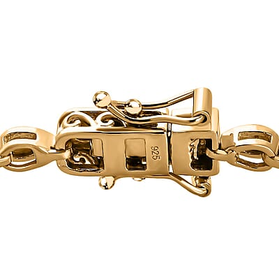 Turkizite and White Zircon 4.13 ctw Bracelet in 18K Vermeil Yellow Gold Over Sterling Silver (7.50 In)