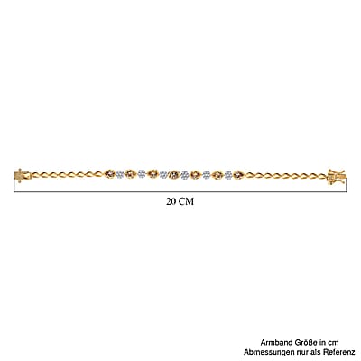 Turkizite and White Zircon 4.13 ctw Bracelet in 18K Vermeil Yellow Gold Over Sterling Silver (7.50 In)