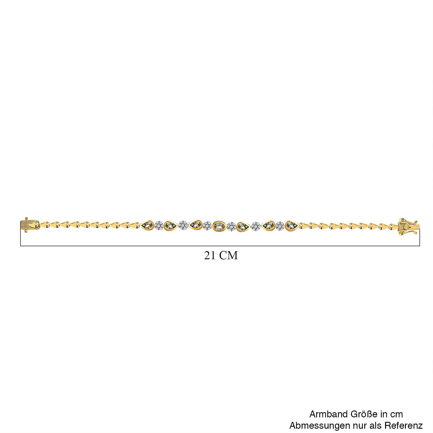 Turkizite and White Zircon 4.13 ctw Bracelet in 18K Vermeil Yellow Gold Over Sterling Silver (8.0 In)