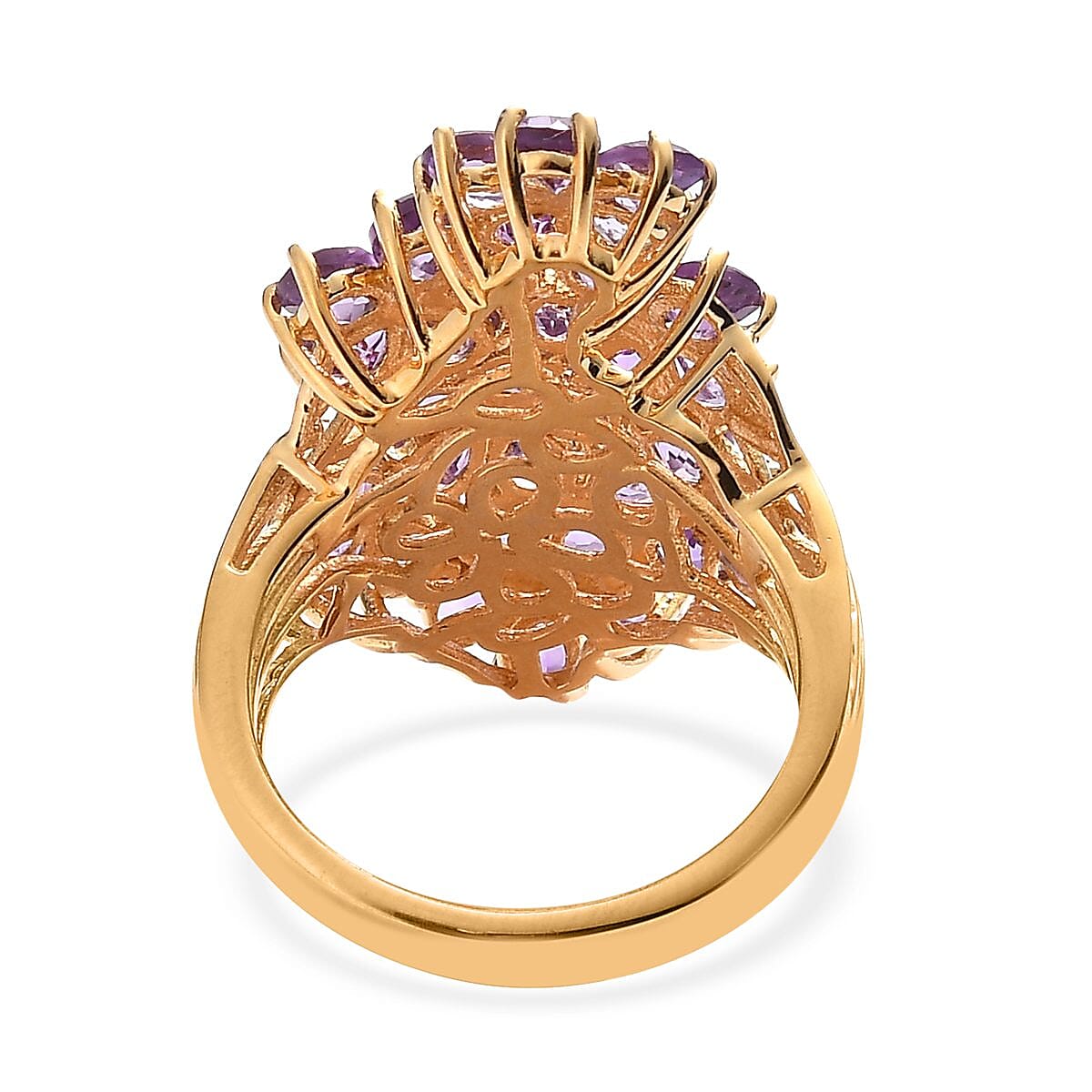 Uruguayan Amethyst Floral Ring in Vermeil Yellow Gold Over Sterling Silver 5.60 ctw image number 4