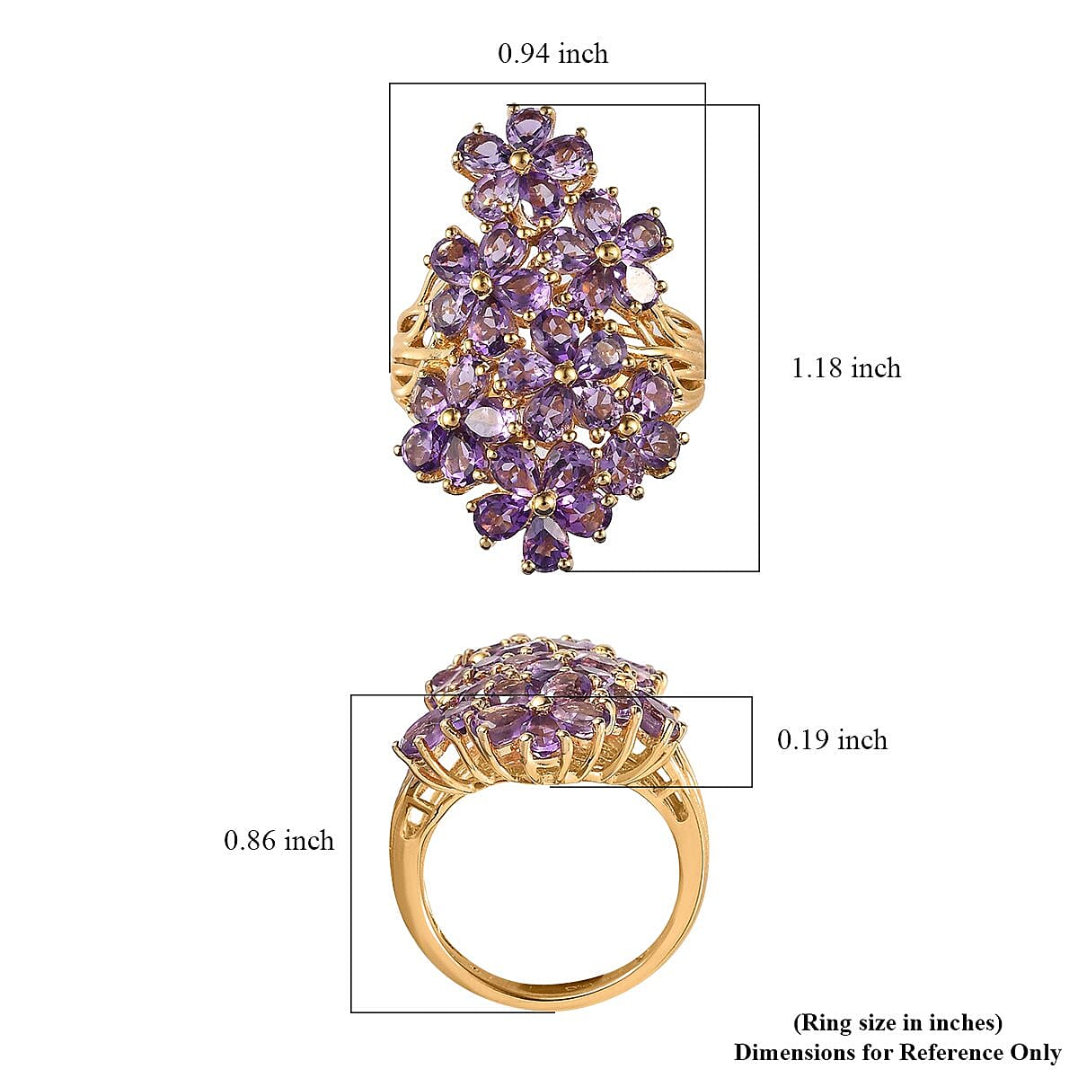 Uruguayan Amethyst Floral Ring in Vermeil Yellow Gold Over Sterling Silver (Size 7.0) 5.60 ctw image number 5
