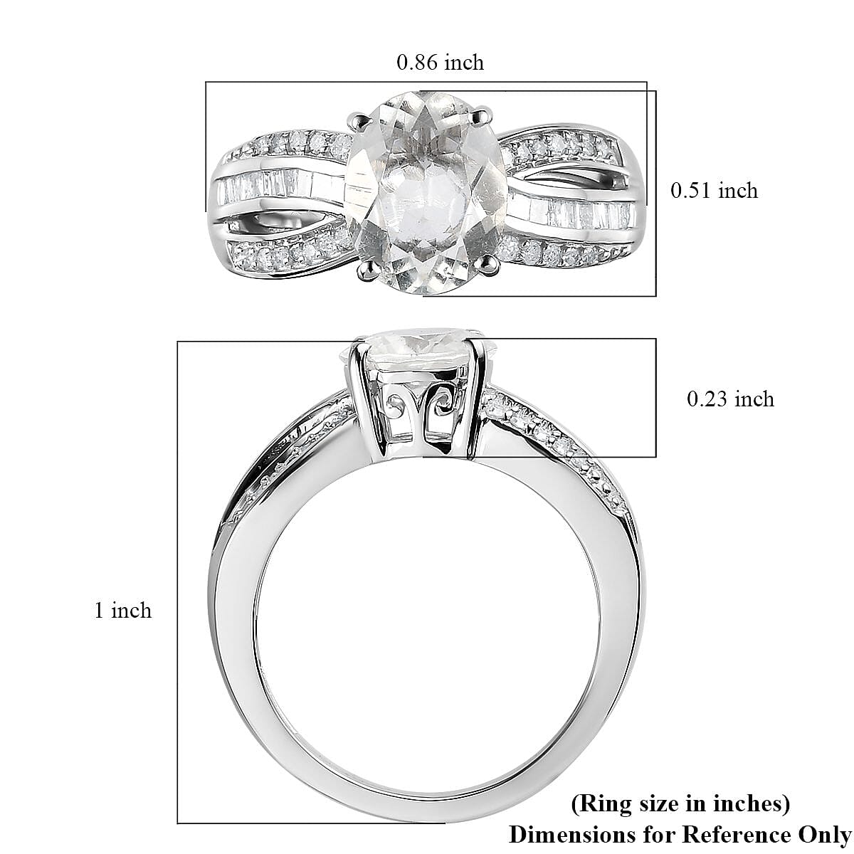 Luxoro 10K White Gold Premium Mexican Hyalite Opal and G-H I3 Diamond Ring (Size 10.0) with Free UV Flash Light 1.85 ctw