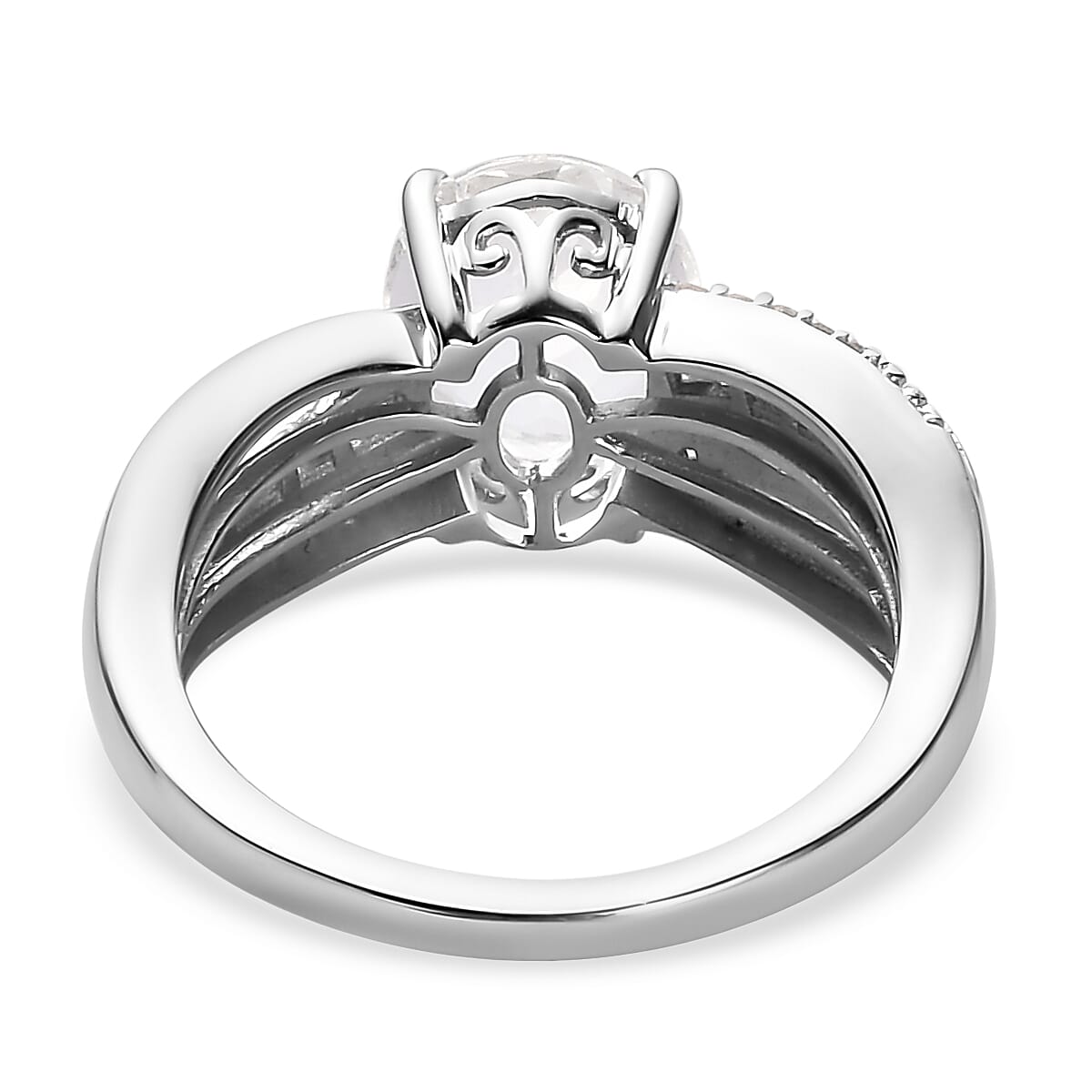 Luxoro 10K White Gold Premium Mexican Hyalite Opal and G-H I3 Diamond Ring (Size 5.0) with Free UV Flash Light 1.85 ctw image number 4