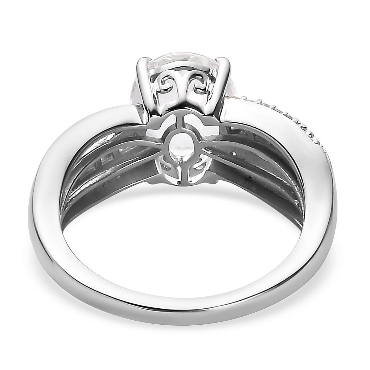 Luxoro 10K White Gold Premium Mexican Hyalite Opal and G-H I3 Diamond Ring (Size 7.0) with Free UV Flash Light 1.85 ctw image number 4