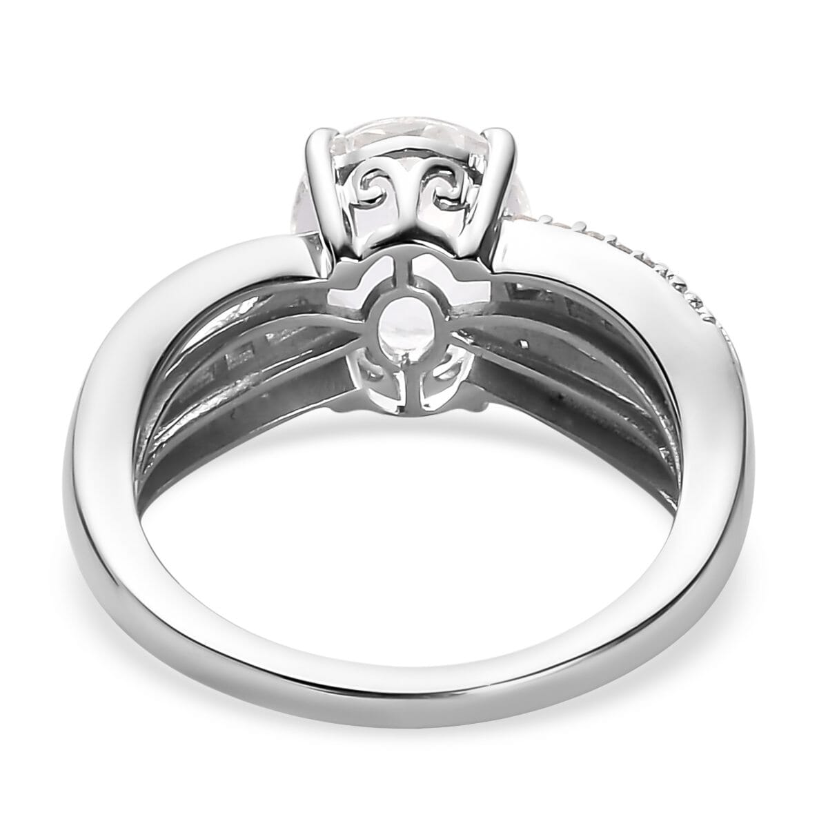 Luxoro 10K White Gold Premium Mexican Hyalite Opal and G-H I3 Diamond Ring (Size 9.0) with Free UV Flash Light 1.85 ctw image number 4