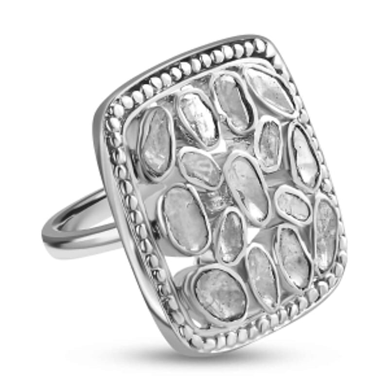 White Diamond 1.00 ctw Ring in Platinum Over Sterling Silver (Size 5.5)