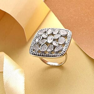 White Diamond 1.00 ctw Ring in Platinum Over Sterling Silver (Size 5.5)