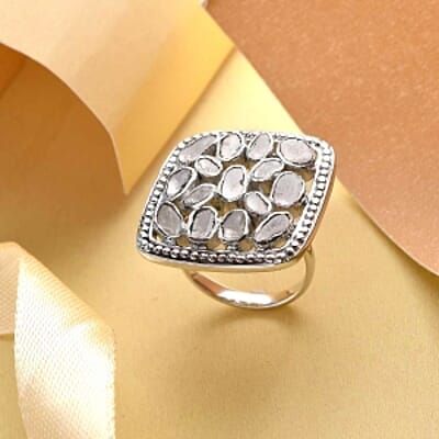 White Diamond 1.00 ctw Ring in Platinum Over Sterling Silver (Size 5.5)