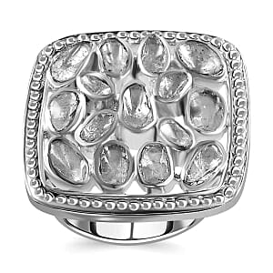 White Diamond 1.00 ctw Ring in Platinum Over Sterling Silver (Size 5.5)
