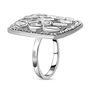 White Diamond 1.00 ctw Ring in Platinum Over Sterling Silver (Size 5.5)