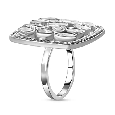 White Diamond 1.00 ctw Ring in Platinum Over Sterling Silver (Size 5.5)